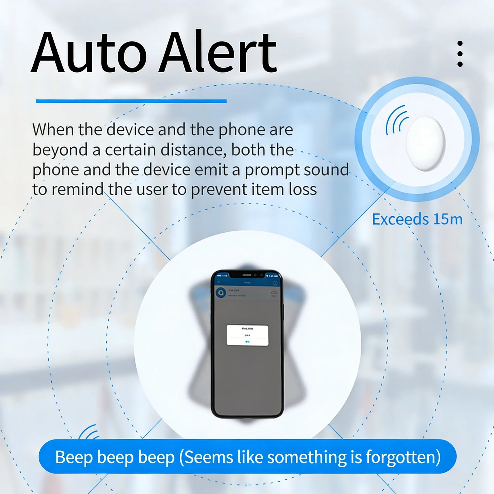 Smart Bluetooth GPS Anti-Lose Tracker Sound Locate Msg Reminder Alarm for Keys Wallets Pets Compatible iOS Android - PrimeNest