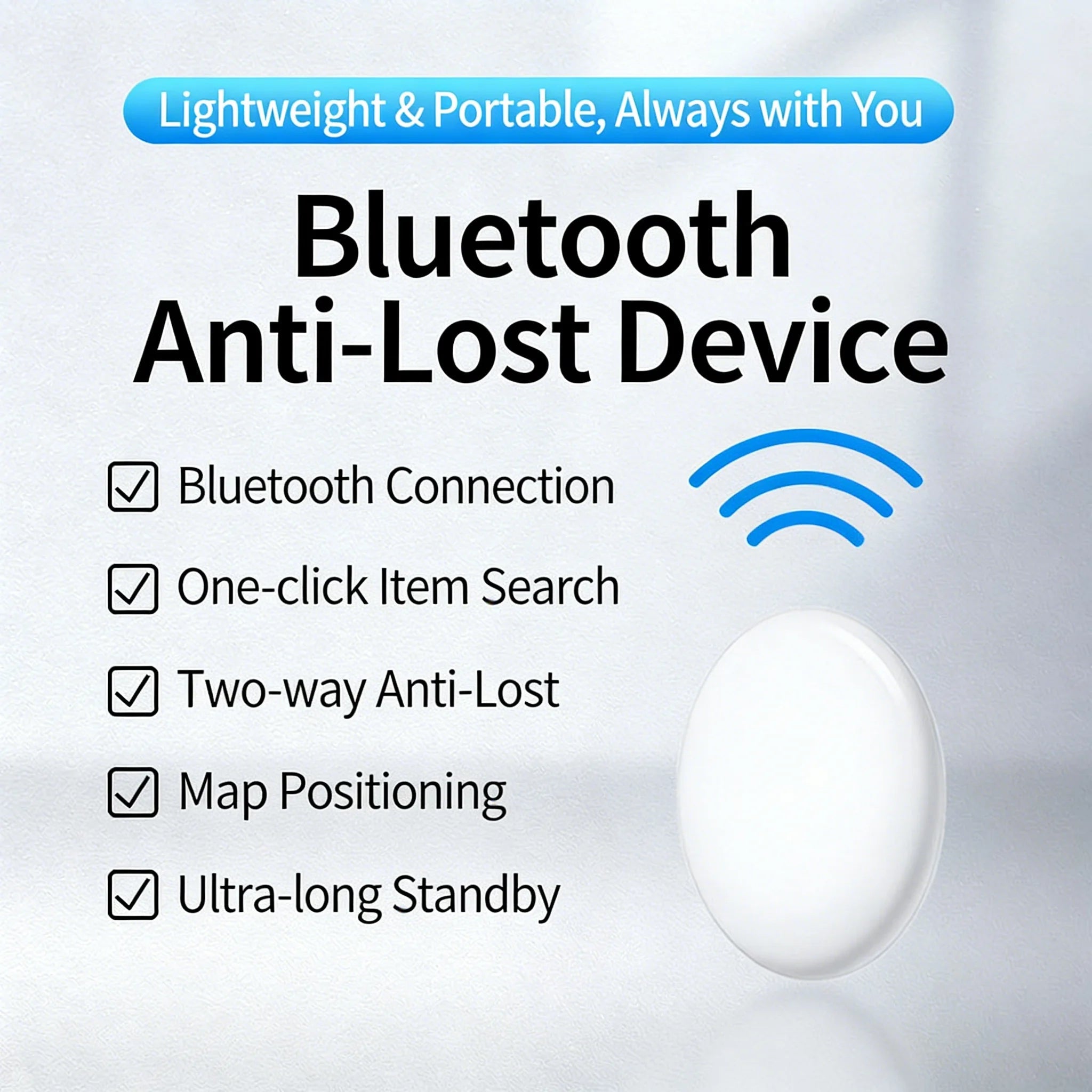Smart Bluetooth GPS Anti-Lose Tracker Sound Locate Msg Reminder Alarm for Keys Wallets Pets Compatible iOS Android - PrimeNest