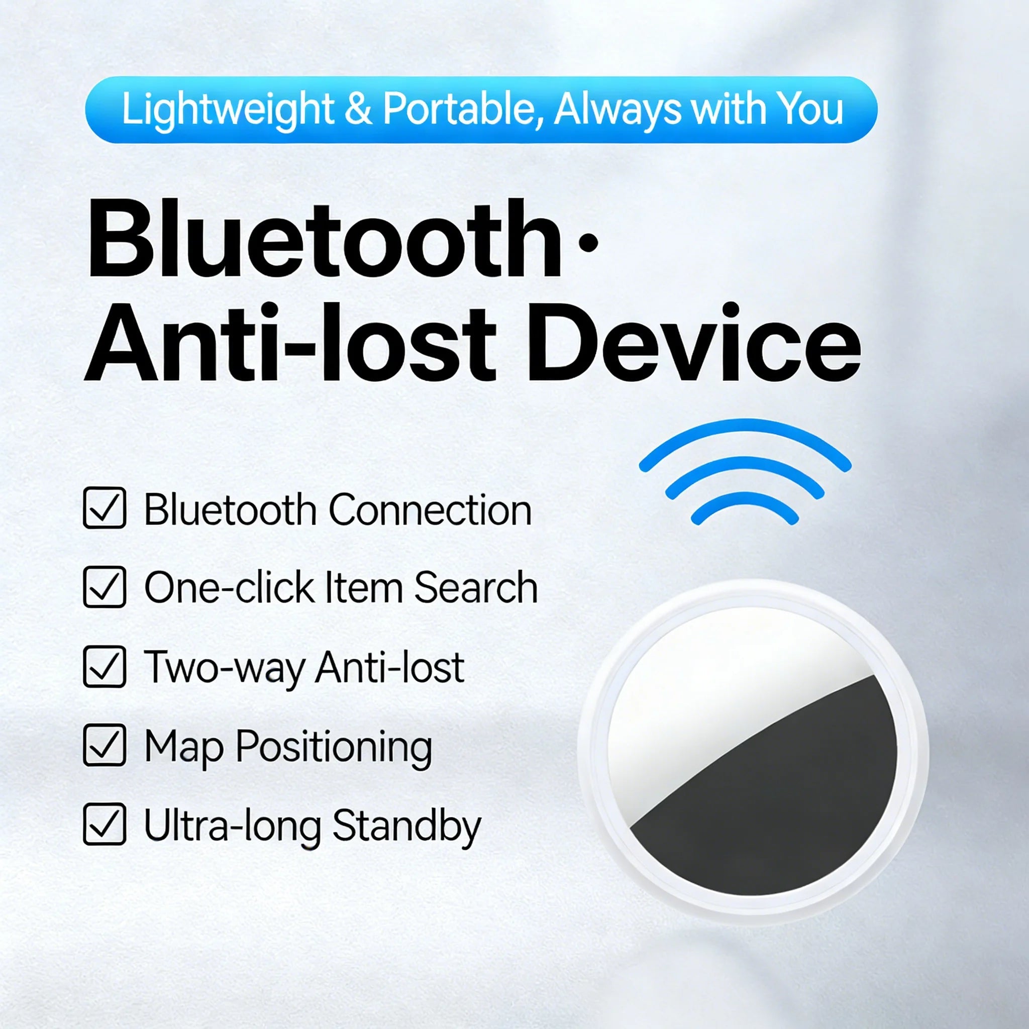 Smart Bluetooth GPS Anti-Lose Tracker Sound Locate Msg Reminder Alarm for Keys Wallets Pets Compatible iOS Android - PrimeNest