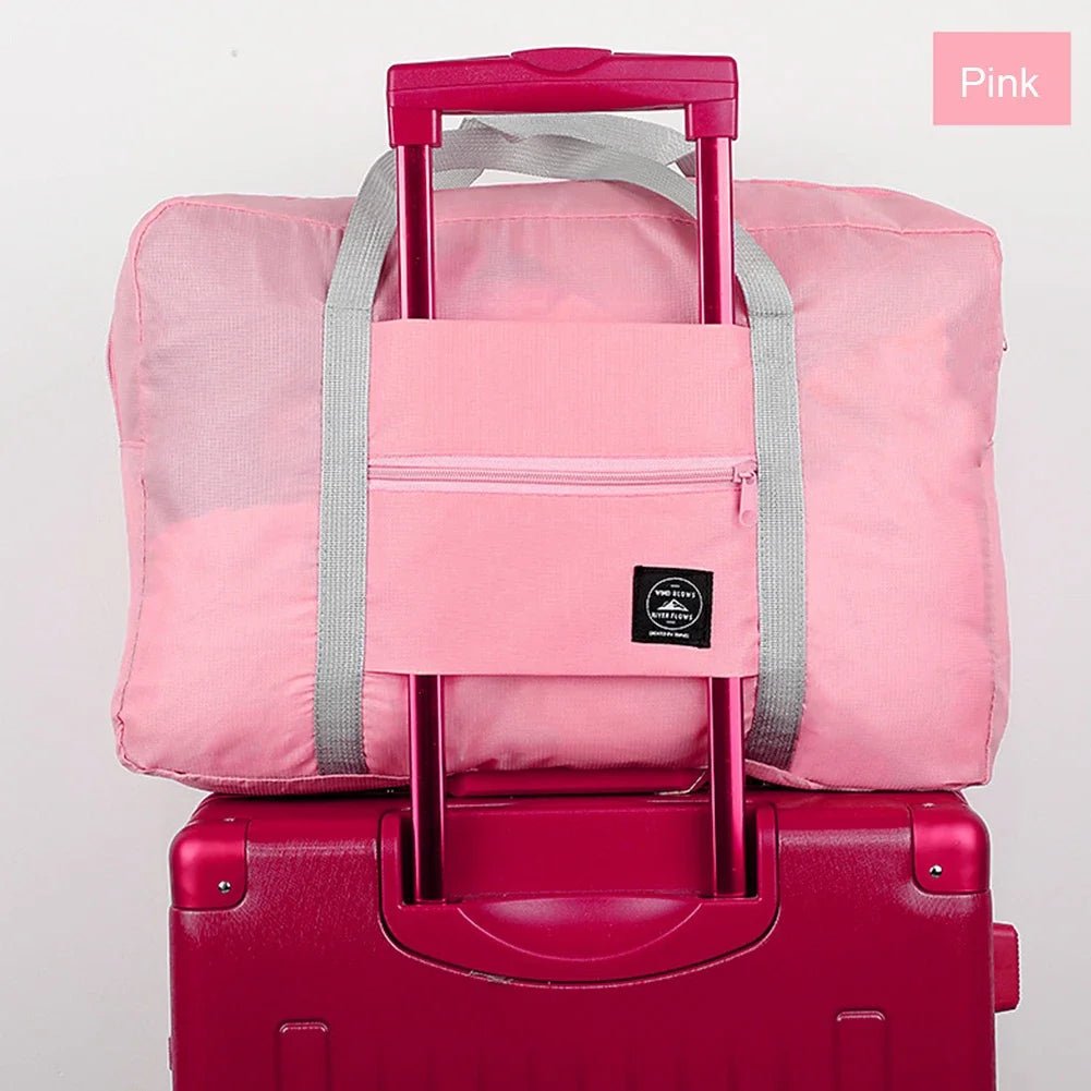 Solid Color Waterproof Folding Travel Bag Lightweight Large Capacity Luggage Bag - PrimeNest
