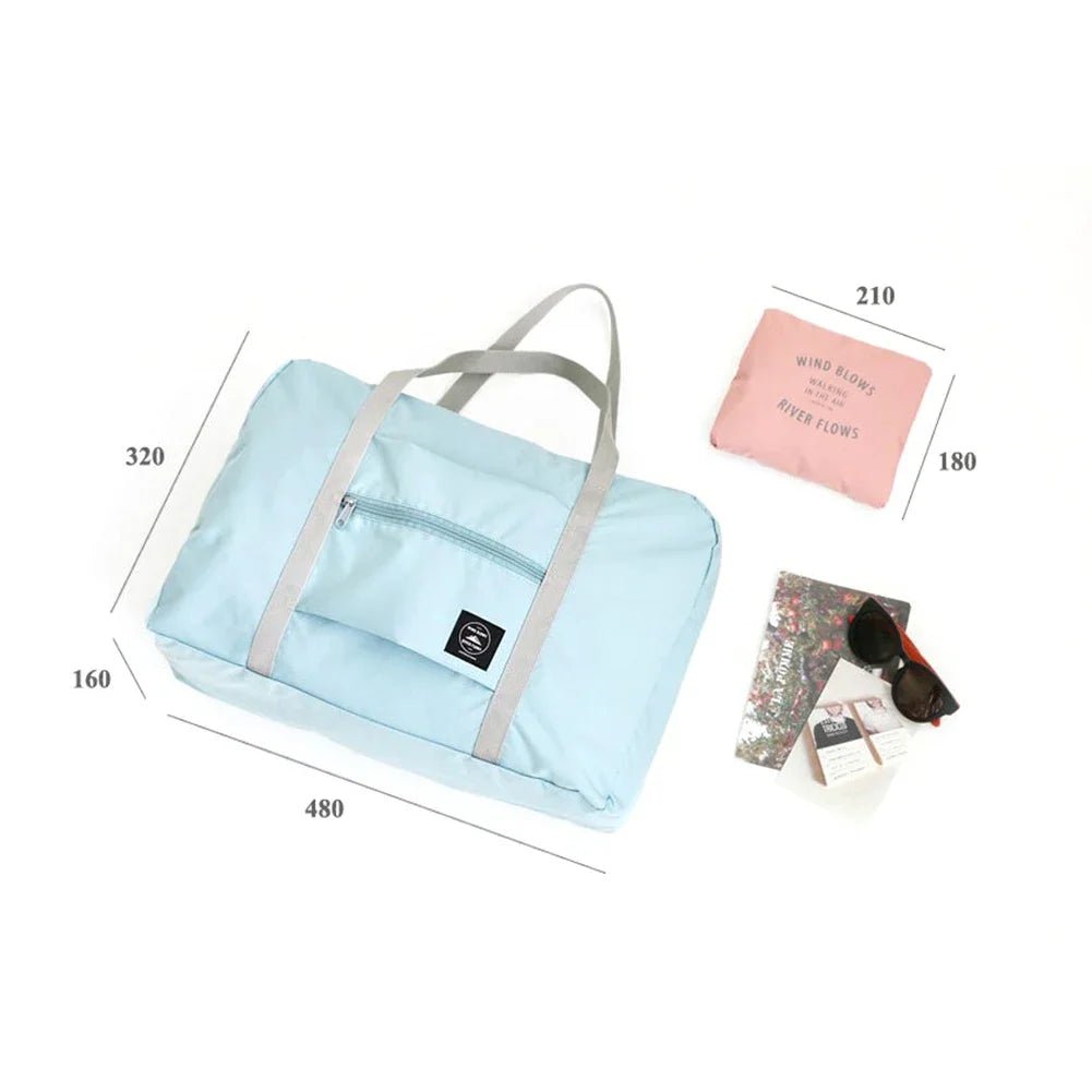 Solid Color Waterproof Folding Travel Bag Lightweight Large Capacity Luggage Bag - PrimeNest