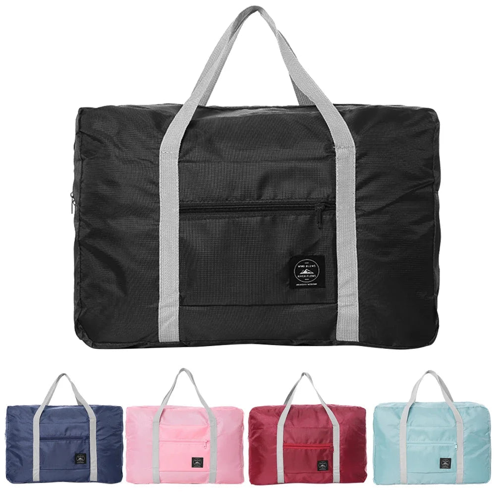 Solid Color Waterproof Folding Travel Bag Lightweight Large Capacity Luggage Bag - PrimeNest