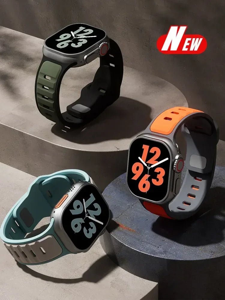 Sport Silicone Strap For Apple Watch ultra 2 49mm Band 45mm 44mm 42mm 46mm 44 mm correa bracelet iwatch Series 10 9 8 7 6 5 4 se - PrimeNest