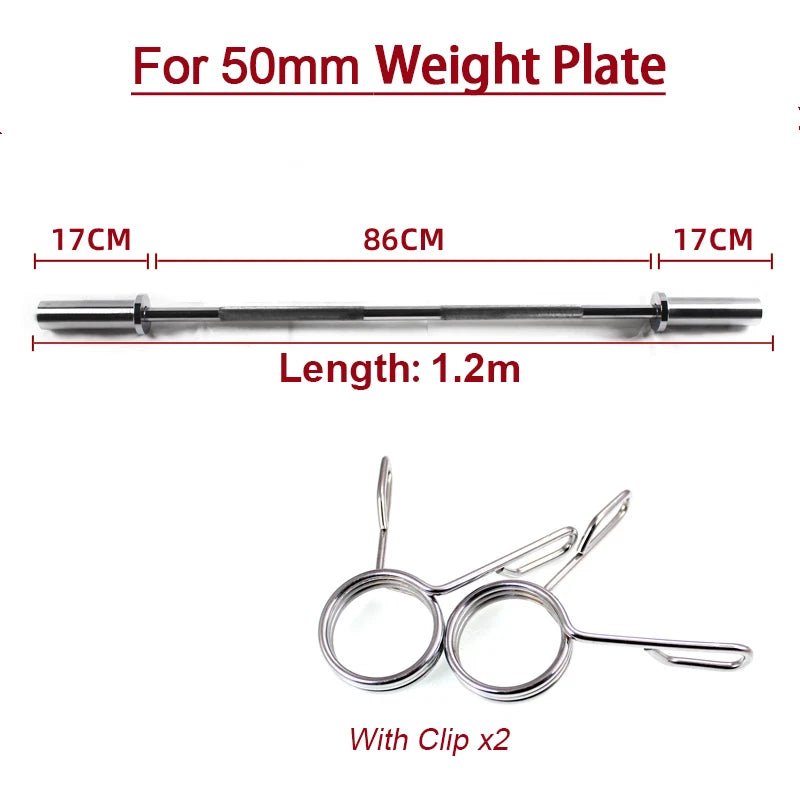 Standard Straight and Curved Dumbbell Bars, Weight Lift, Training Barbell, Gym and Home, Fitness Equipment, 25mm, 1.2m, 1.5m - PrimeNest