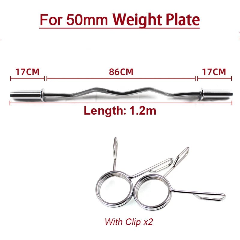 Standard Straight and Curved Dumbbell Bars, Weight Lift, Training Barbell, Gym and Home, Fitness Equipment, 25mm, 1.2m, 1.5m - PrimeNest