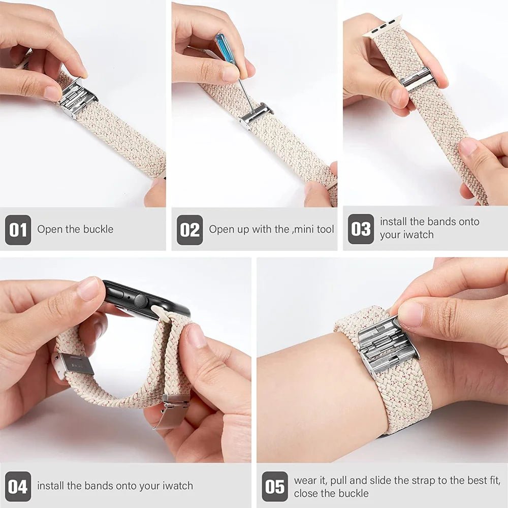Strap For Apple watch band 46mm 45mm 44mm 49mm 40mm 41mm 42mm Braided loop correa bracelet iWatch series 10 8 9 7 5 2030 - PrimeNest