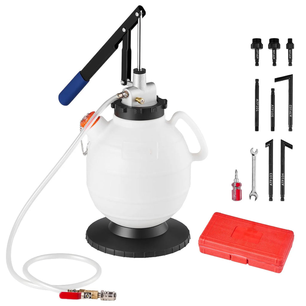 SucceBuy 7.5L Transmission Fluid Pump Manual Fluid Transfer Filler with 8 ATF Adapters & 47 in Outlet Horse for Oil Replacement - PrimeNest