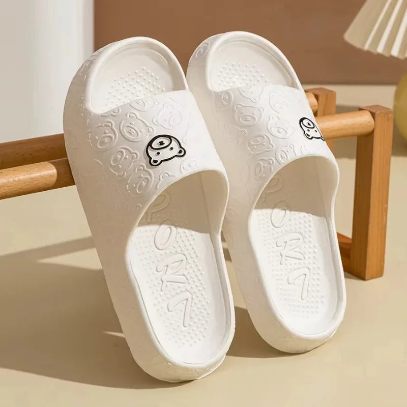 Summer Fashion Men's Slippers Printting Little Bear Sandals Indoor Bathroom Non-slip Soft Women Dormitory Casual Shoes Couple - PrimeNest