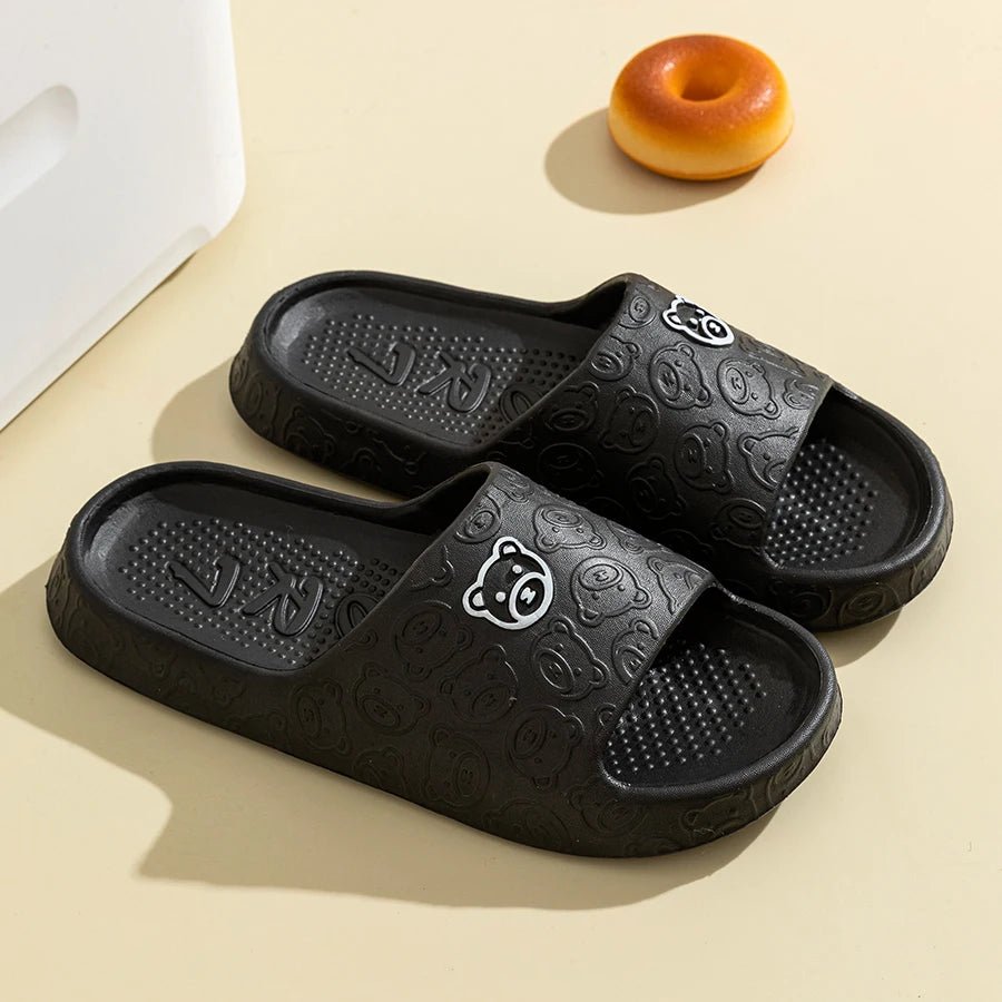 Summer Fashion Men's Slippers Printting Little Bear Sandals Indoor Bathroom Non-slip Soft Women Dormitory Casual Shoes Couple - PrimeNest