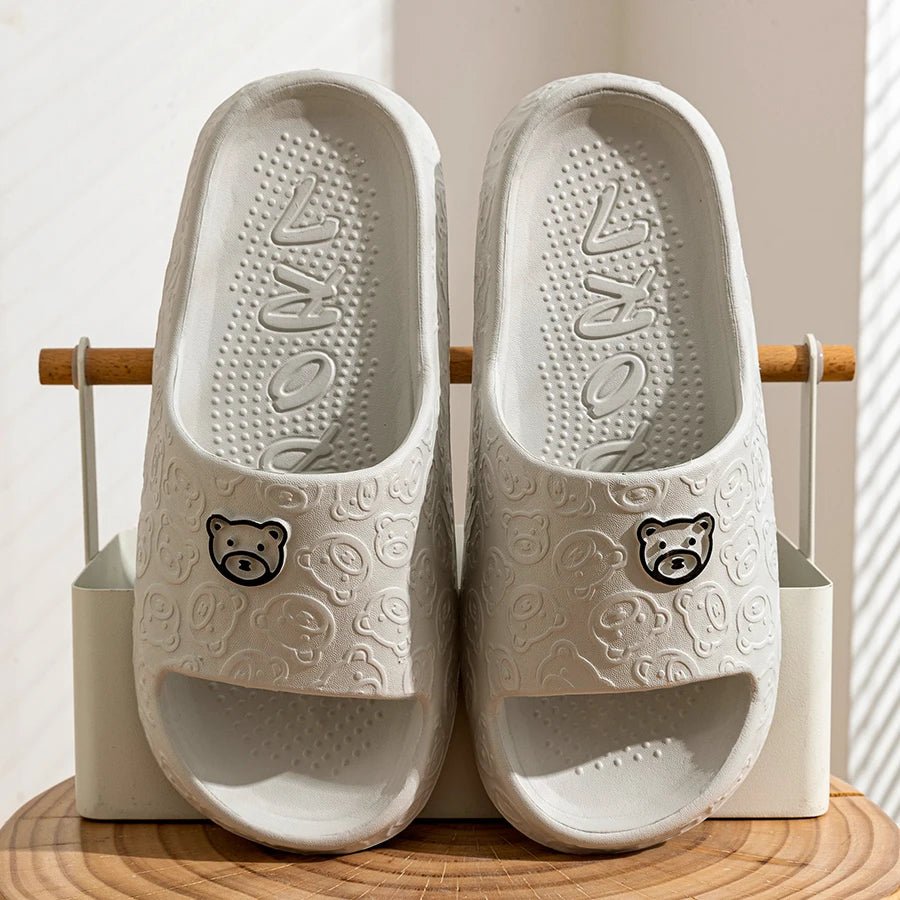 Summer Fashion Men's Slippers Printting Little Bear Sandals Indoor Bathroom Non-slip Soft Women Dormitory Casual Shoes Couple - PrimeNest