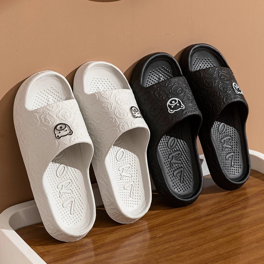 Summer Fashion Men's Slippers Printting Little Bear Sandals Indoor Bathroom Non-slip Soft Women Dormitory Casual Shoes Couple - PrimeNest