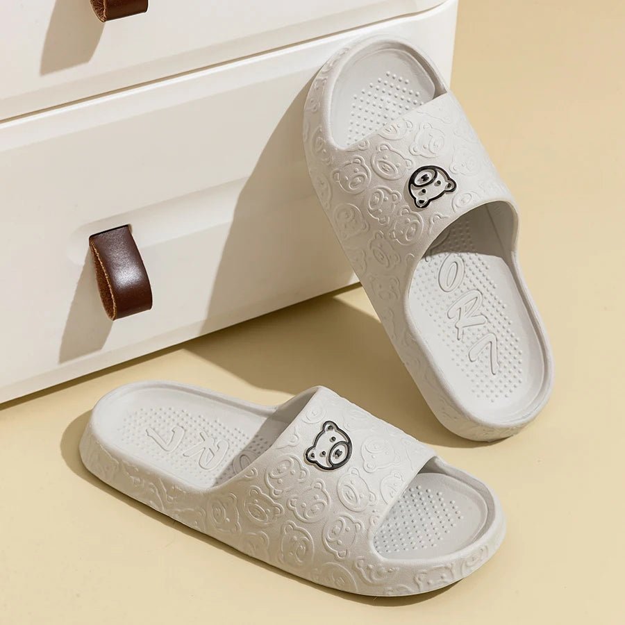 Summer Fashion Men's Slippers Printting Little Bear Sandals Indoor Bathroom Non-slip Soft Women Dormitory Casual Shoes Couple - PrimeNest