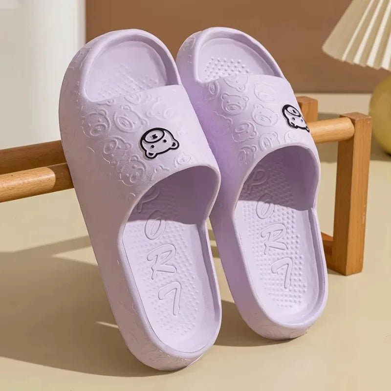 Summer Fashion Men's Slippers Printting Little Bear Sandals Indoor Bathroom Non-slip Soft Women Dormitory Casual Shoes Couple - PrimeNest