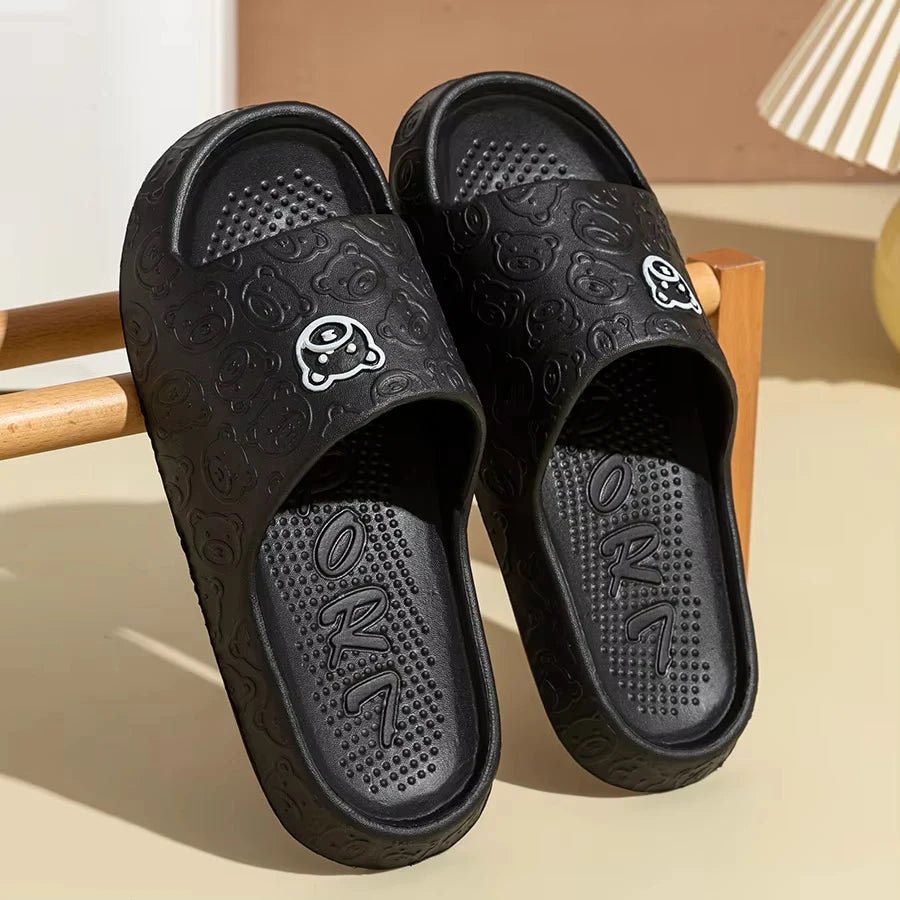 Summer Fashion Men's Slippers Printting Little Bear Sandals Indoor Bathroom Non-slip Soft Women Dormitory Casual Shoes Couple - PrimeNest