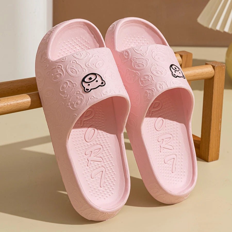 Summer Fashion Men's Slippers Printting Little Bear Sandals Indoor Bathroom Non-slip Soft Women Dormitory Casual Shoes Couple - PrimeNest