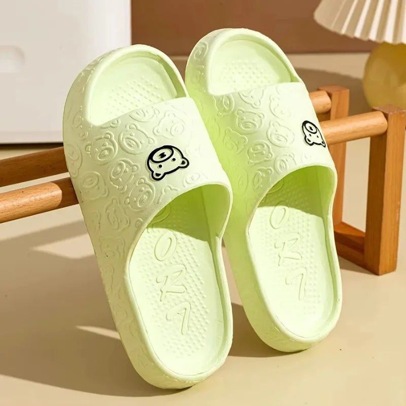 Summer Fashion Men's Slippers Printting Little Bear Sandals Indoor Bathroom Non-slip Soft Women Dormitory Casual Shoes Couple - PrimeNest