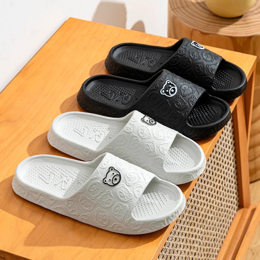 Summer Fashion Men's Slippers Printting Little Bear Sandals Indoor Bathroom Non-slip Soft Women Dormitory Casual Shoes Couple - PrimeNest