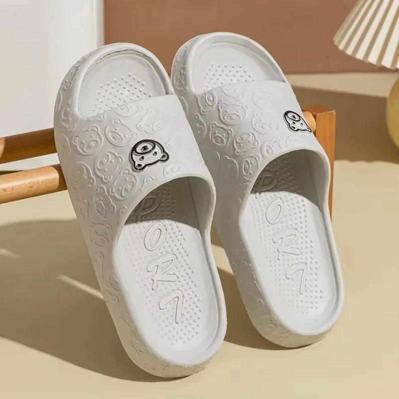 Summer Fashion Men's Slippers Printting Little Bear Sandals Indoor Bathroom Non-slip Soft Women Dormitory Casual Shoes Couple - PrimeNest