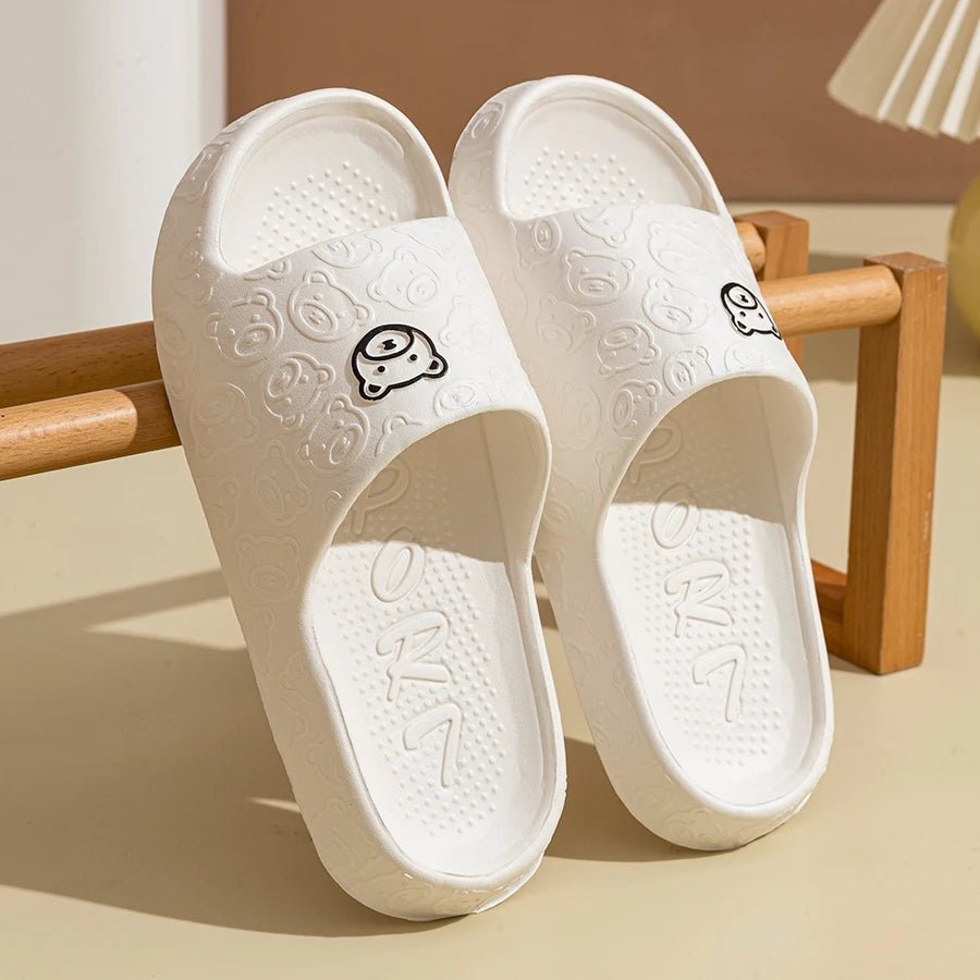 Summer Fashion Men's Slippers Printting Little Bear Sandals Indoor Bathroom Non-slip Soft Women Dormitory Casual Shoes Couple - PrimeNest