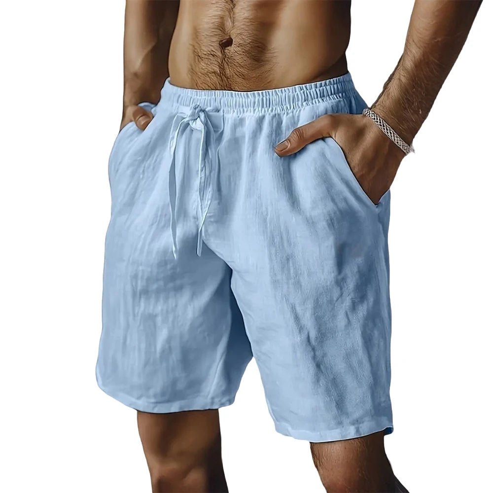 Summer New Men's Breathable Shorts Hawaii Beach Short Pants Male Solid Color Trousers Loose Lightweight Short Streetwear - PrimeNest