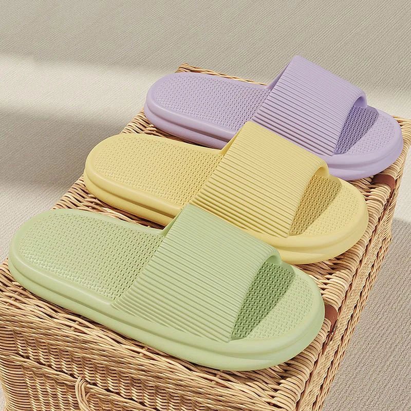 Summer Slippers For Women Men Soft Lightweight Indoor Home Slides Cloud Slipper Men Flat Sandals Beach Shoes Man Male Flip Flops - PrimeNest