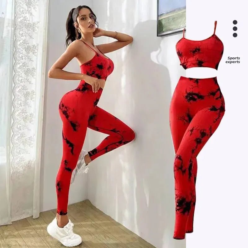 Tie Dye Yoga Women's Tracksuit Fitness Yoga Sets Sportswear Workout Bra+High Waist Leggings Gym Clothing Seamless Sports Suits - PrimeNest