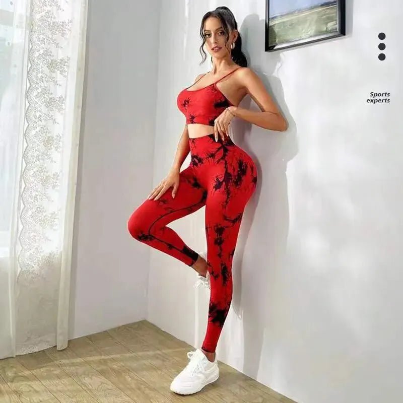 Tie Dye Yoga Women's Tracksuit Fitness Yoga Sets Sportswear Workout Bra+High Waist Leggings Gym Clothing Seamless Sports Suits - PrimeNest