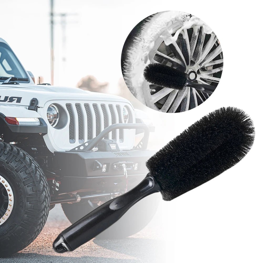 Tire Detail Brush Car Rim Scrubber Cleaner Duster Car Wheel Rim Hub Cleaning Brush Soft Bristle Auto Detailing Washing Tools - PrimeNest