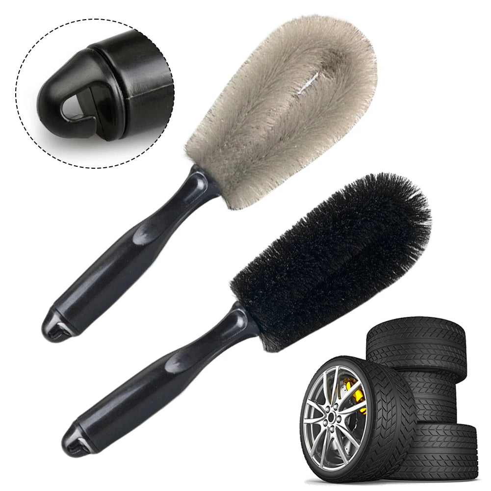 Tire Detail Brush Car Rim Scrubber Cleaner Duster Car Wheel Rim Hub Cleaning Brush Soft Bristle Auto Detailing Washing Tools - PrimeNest