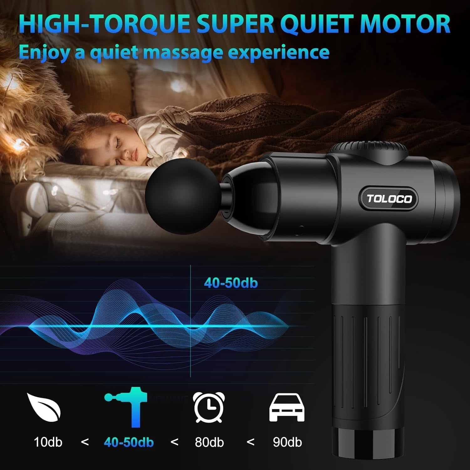 TOLOCO Massage Gun, Deep Tissue Back Massage for Athletes for Pain Relief, Percussion Massager with 10 Massages Heads & Silent Brushless Motor, Valentines Day Gifts for Him Her, Black - PrimeNest