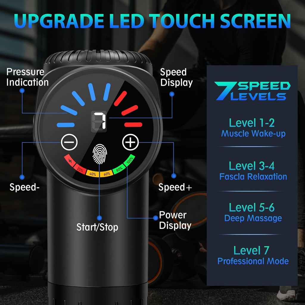 TOLOCO Massage Gun, Deep Tissue Back Massage for Athletes for Pain Relief, Percussion Massager with 10 Massages Heads & Silent Brushless Motor, Valentines Day Gifts for Him Her, Black - PrimeNest