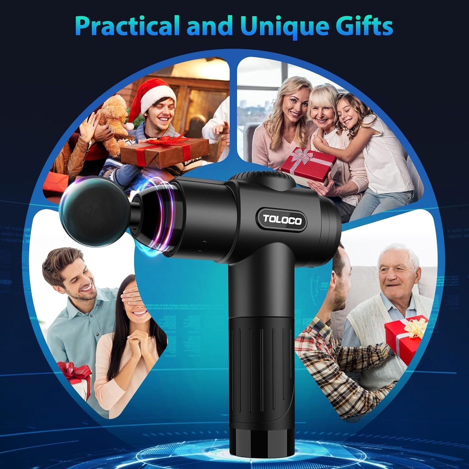 TOLOCO Massage Gun, Deep Tissue Back Massage for Athletes for Pain Relief, Percussion Massager with 10 Massages Heads & Silent Brushless Motor, Valentines Day Gifts for Him Her, Black - PrimeNest