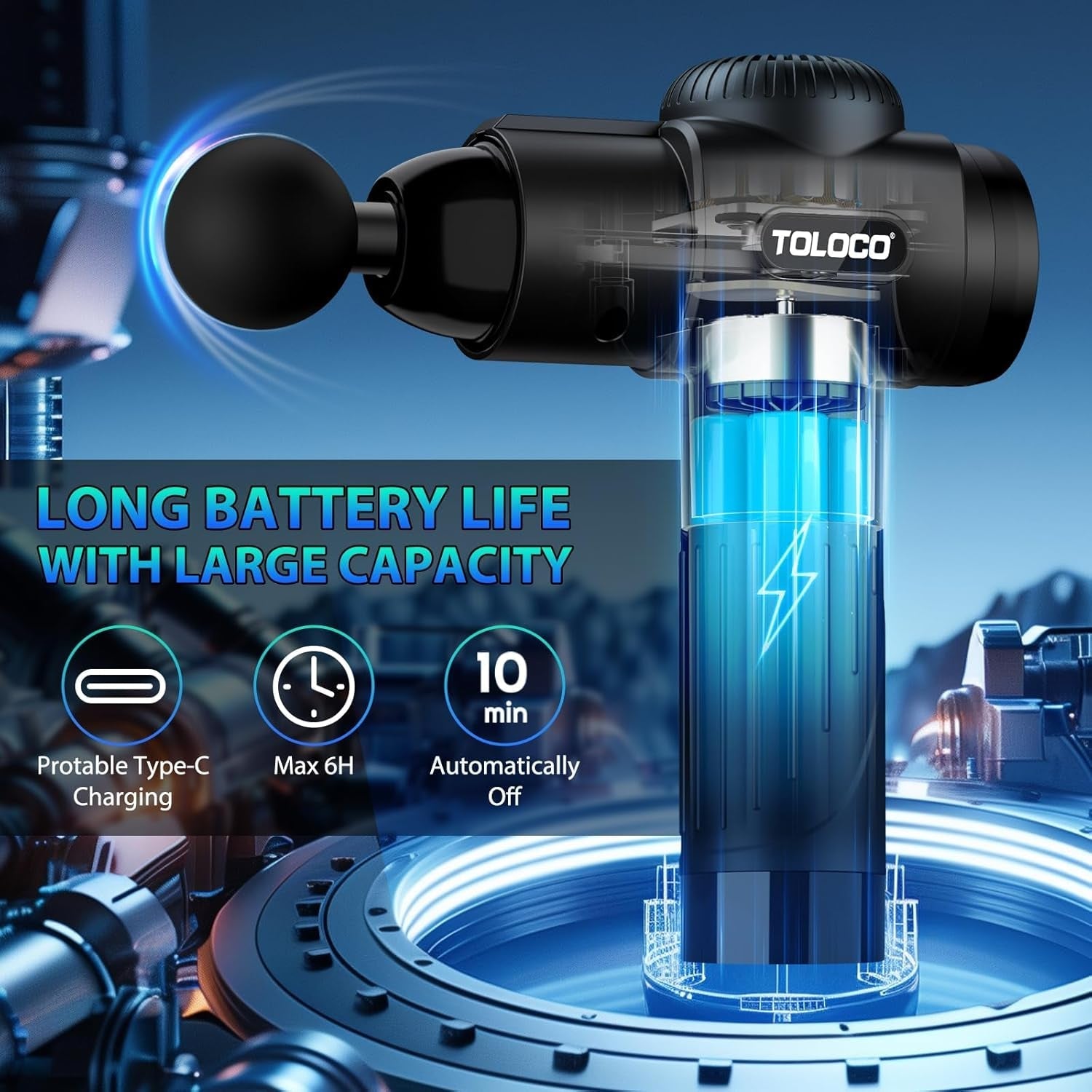 TOLOCO Massage Gun, Deep Tissue Back Massage for Athletes for Pain Relief, Percussion Massager with 10 Massages Heads & Silent Brushless Motor, Valentines Day Gifts for Him Her, Black - PrimeNest