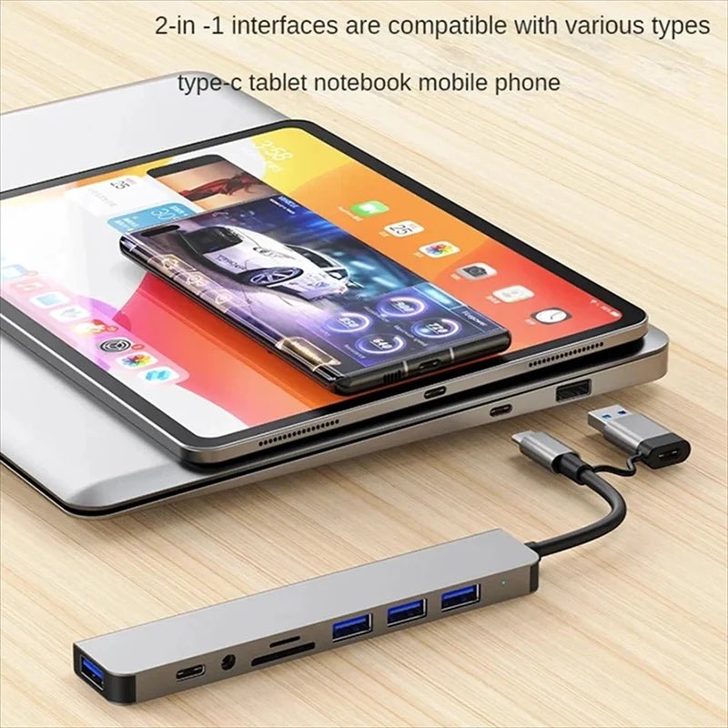 USB C Hub USB Splitter 8 in 1 USB Extender with 4 USB Port 1 USBC Port TF/SD Card Reader Audio Output Compatible for MacBook - PrimeNest