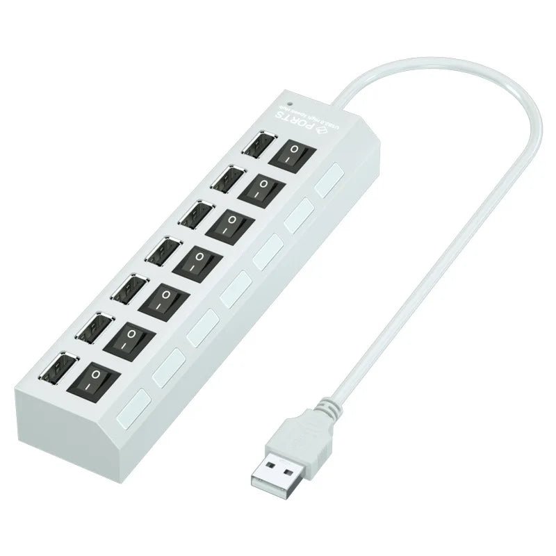 USB Hub 7 Port Multi USB Splitter Power Adapter Multiple Expander With On Off Switch For PC Laptop MacBook Accessories - PrimeNest