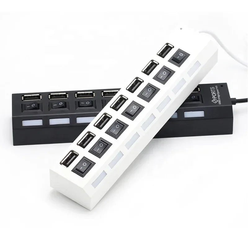 USB Hub 7 Port Multi USB Splitter Power Adapter Multiple Expander With On Off Switch For PC Laptop MacBook Accessories - PrimeNest
