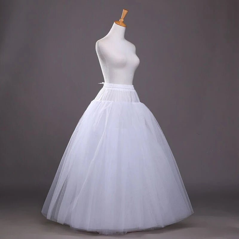 White Tulle Petticoat for A Line Style Wedding Dress 4-Layers No Hoops Bridal Wedding Accessories Long Petticoats Underskirt - PrimeNest