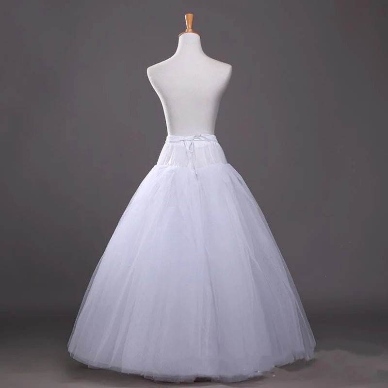 White Tulle Petticoat for A Line Style Wedding Dress 4-Layers No Hoops Bridal Wedding Accessories Long Petticoats Underskirt - PrimeNest