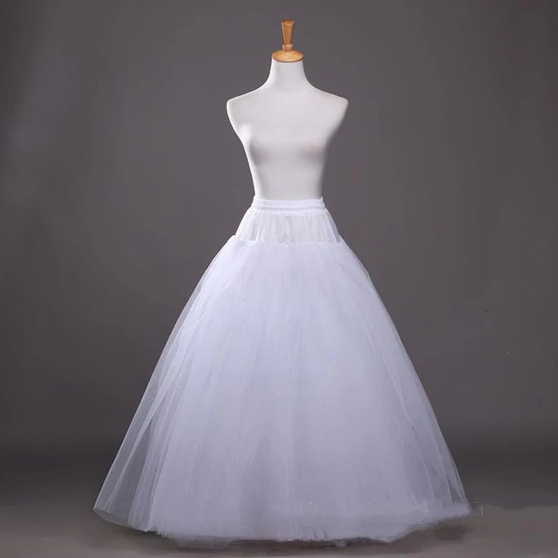 White Tulle Petticoat for A Line Style Wedding Dress 4-Layers No Hoops Bridal Wedding Accessories Long Petticoats Underskirt - PrimeNest
