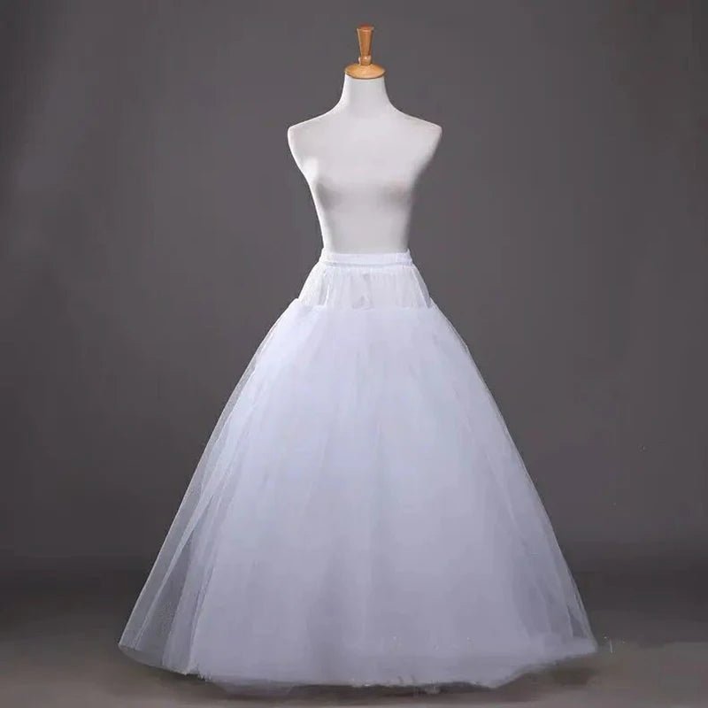 White Tulle Petticoat for A Line Style Wedding Dress 4-Layers No Hoops Bridal Wedding Accessories Long Petticoats Underskirt - PrimeNest