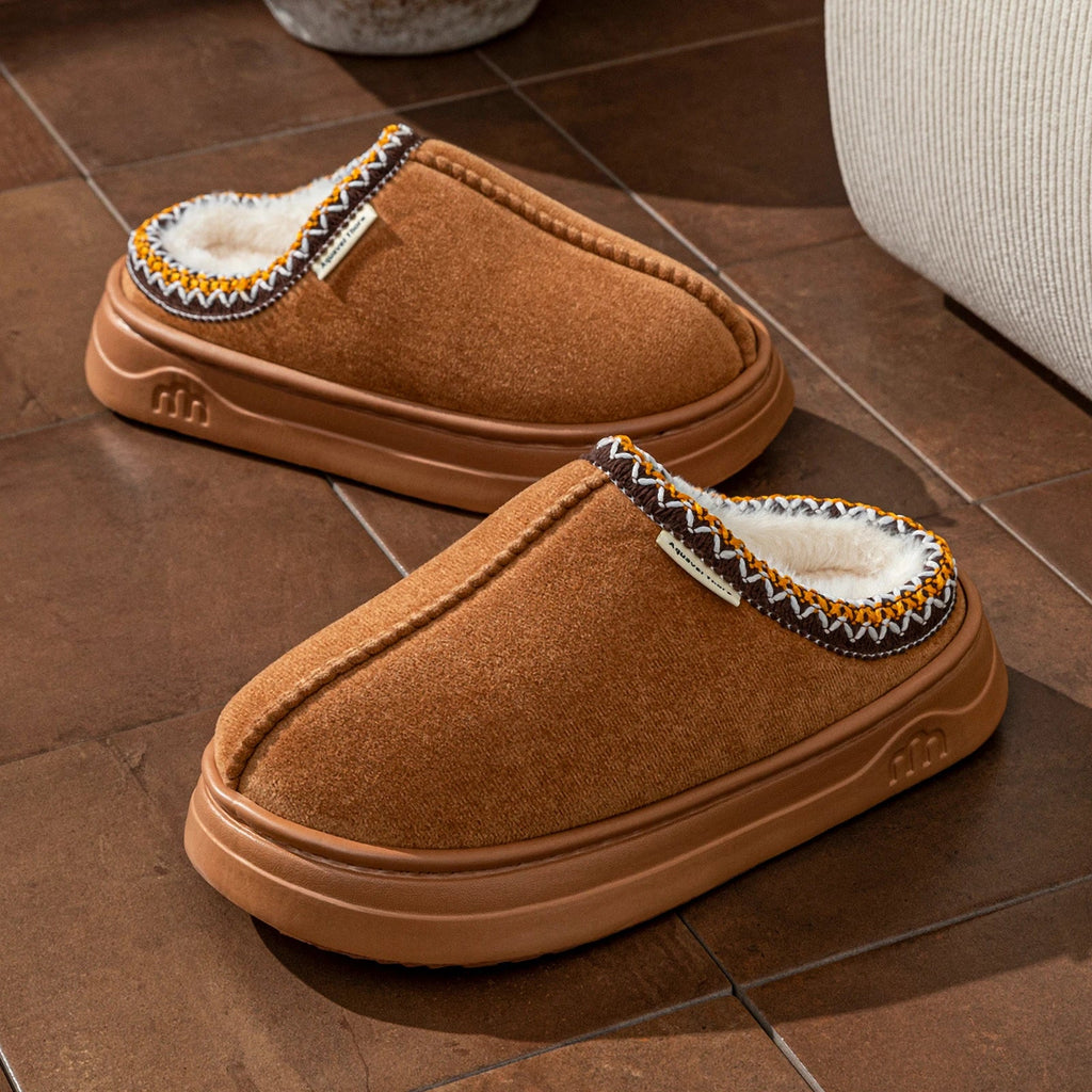 Winter Women's Slippers Boots Fashion Fuzzy Fur Anti-slip Soft Sole Outdoor Indoor Warm Comfort Men Plush Houseshoes Couple - PrimeNest