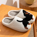 Winter Women's Slippers Cute and Interesting Cartoon Little Black Dog Indoor Warm Comfort Home Bedroom Soft Causal Plush Shoes - PrimeNest