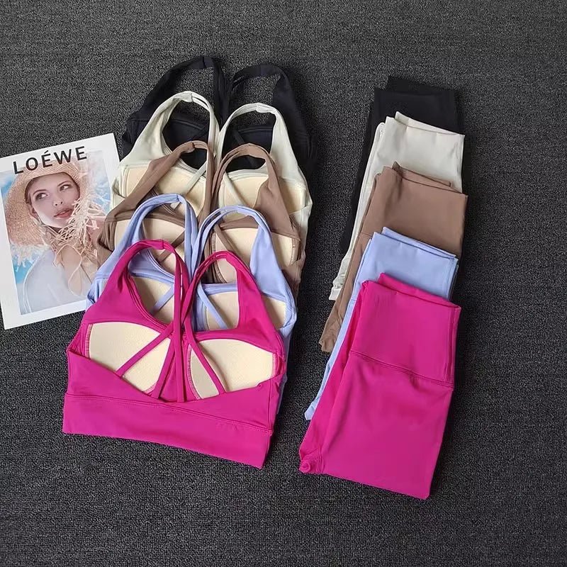 Women Breathable Yoga Set 2pcs Sport Suit Gym wear Workout Clothes Gym Crop Top High Waist Legging Fitness Bra Set Sports Suits - PrimeNest