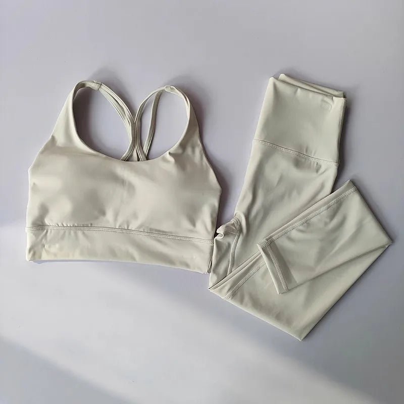 Women Breathable Yoga Set 2pcs Sport Suit Gym wear Workout Clothes Gym Crop Top High Waist Legging Fitness Bra Set Sports Suits - PrimeNest