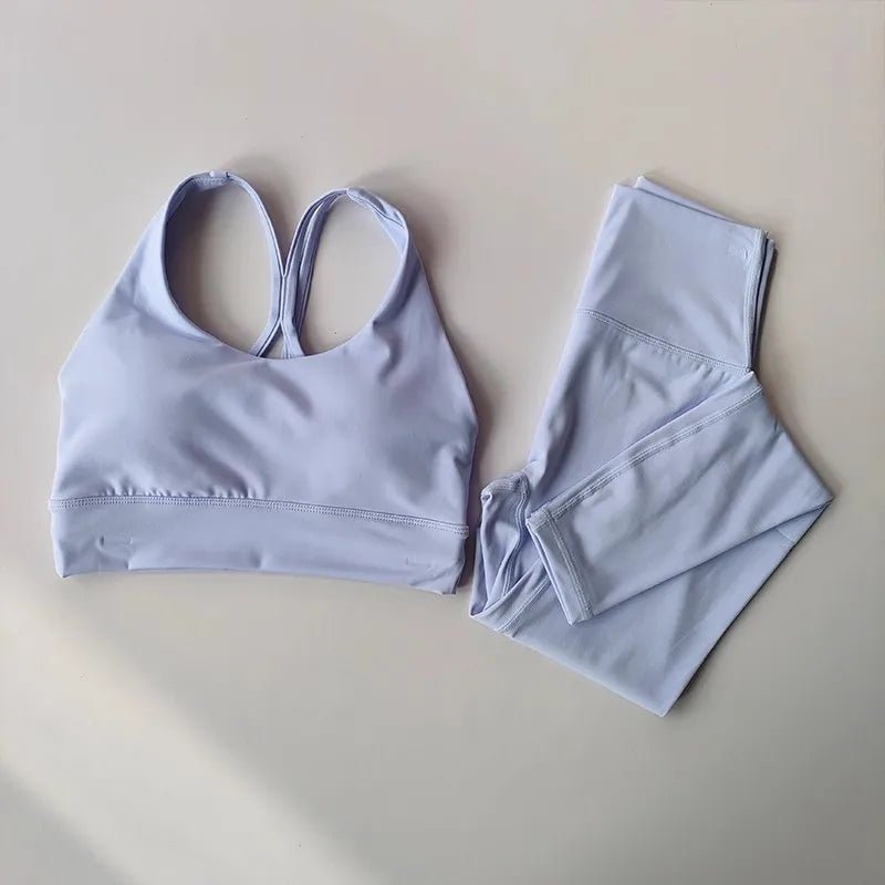 Women Breathable Yoga Set 2pcs Sport Suit Gym wear Workout Clothes Gym Crop Top High Waist Legging Fitness Bra Set Sports Suits - PrimeNest