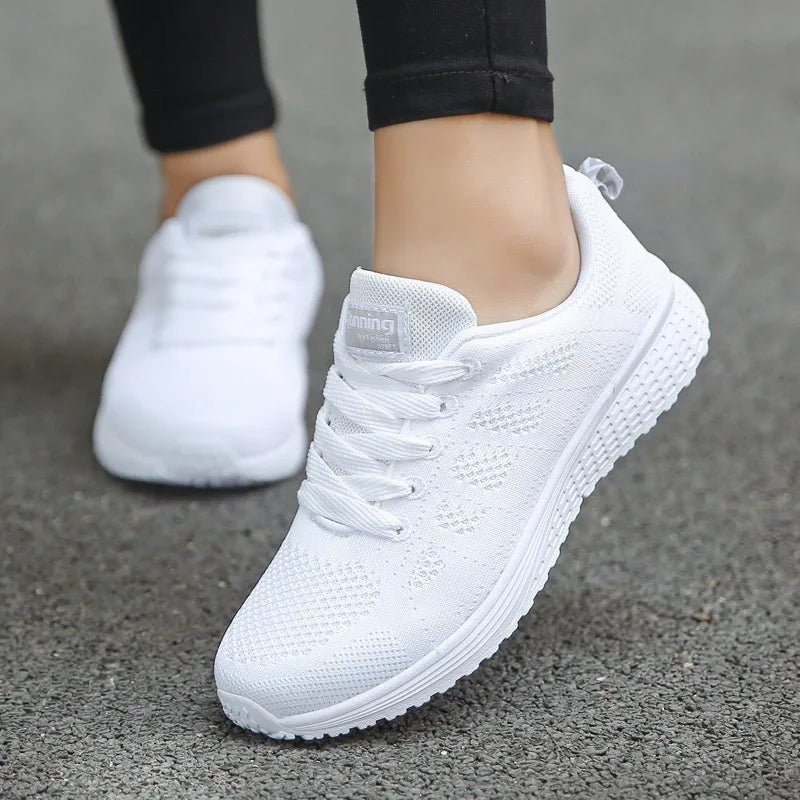 Women Casual Shoes Fashion Breathable Walking Mesh Flat Shoes Sneakers Women 2021 Gym Vulcanized Shoes White Female Footwear - PrimeNest