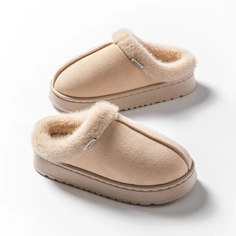 Women Fluffy Slippers for Autumn Winter Indoor EVA Thick Sole Anti-Slip Warm Unisex House Shoes - PrimeNest