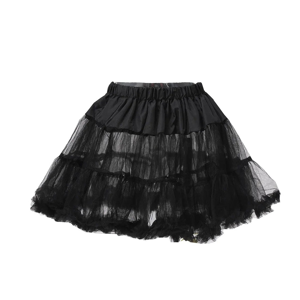 Women Girls Ruffled Short Petticoat Solid Fluffy Bubble Tutu Skirt Puffy Half Slip Prom Crinoline Underskirt No Hoop - PrimeNest