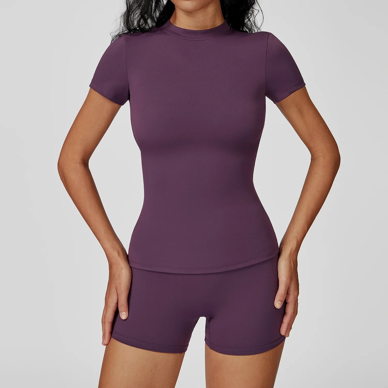 Women Yoga Set 2PCS Workout Set Sportswear Gym Clothing Fitness Long Sleeve High Waist Leggings Cycling Shorts Sports Suits - PrimeNest