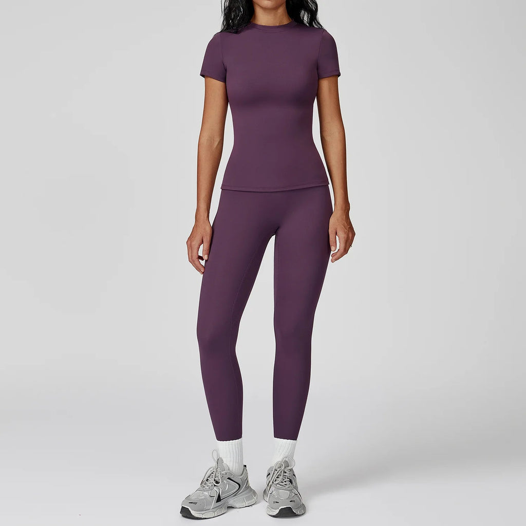 Women Yoga Set 2PCS Workout Set Sportswear Gym Clothing Fitness Long Sleeve High Waist Leggings Cycling Shorts Sports Suits - PrimeNest